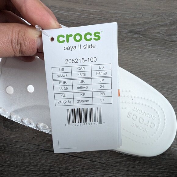 NWT Crocs Baya II Slide White Size 8 - Picture 6 of 7
